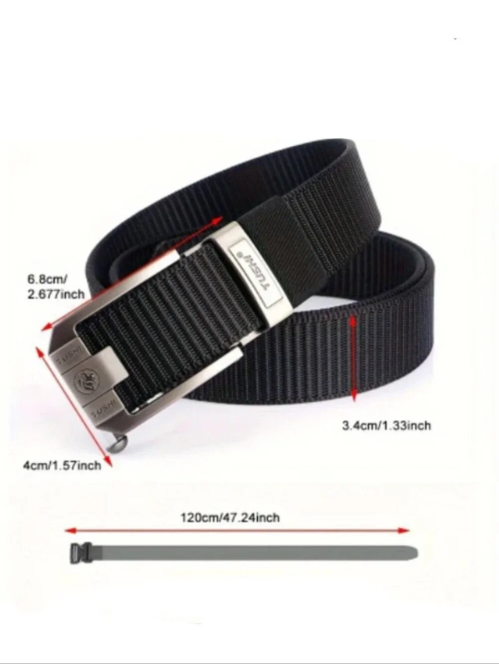 Men's Tactical Belt With Ratcheting Style Metal Buckle Black & Blue